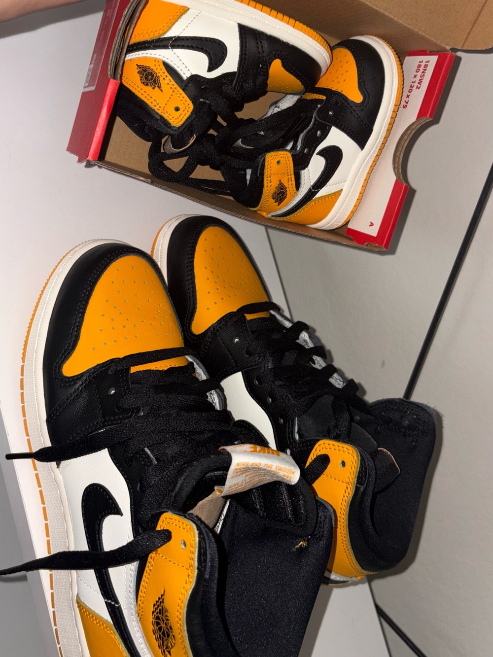 Mommy (or big kid) & Me Matching Air Jordan Retro High OG in Taxi/Sail/Black